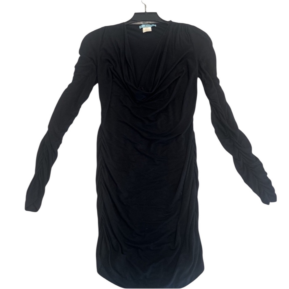 Vintage Marciano Black Long Sleeve Draped Cowl Neck Dress Size M